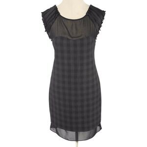 BCBGENERATION Gray & Black Plaid Sheer Yoke Shift Dress Size 4